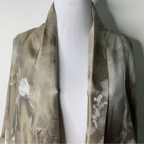 Eskandar Women's Tan Cream Silk Blend Open Front Jacket Blazer Size 1 - Picture 2 of 9